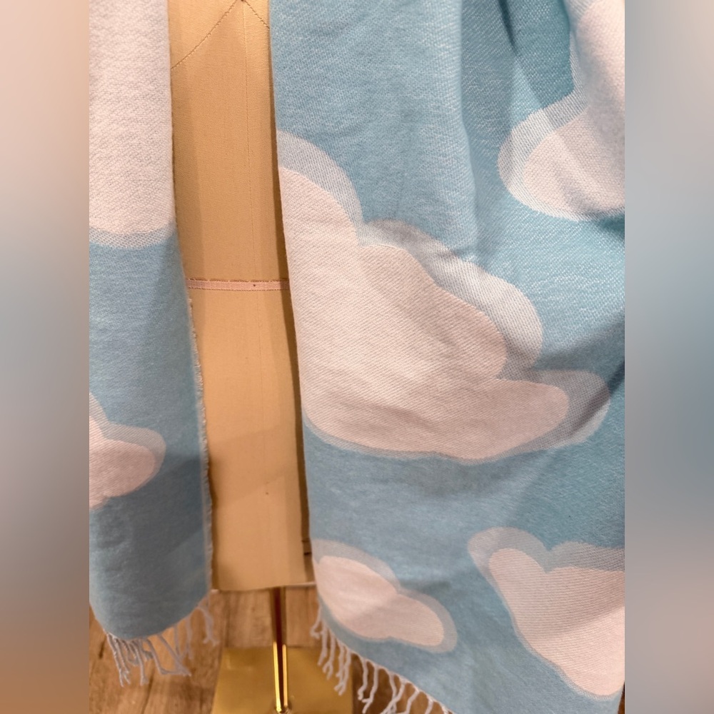 Sky Blue Cloud Print Soft Scarf - Picture 2 of 6
